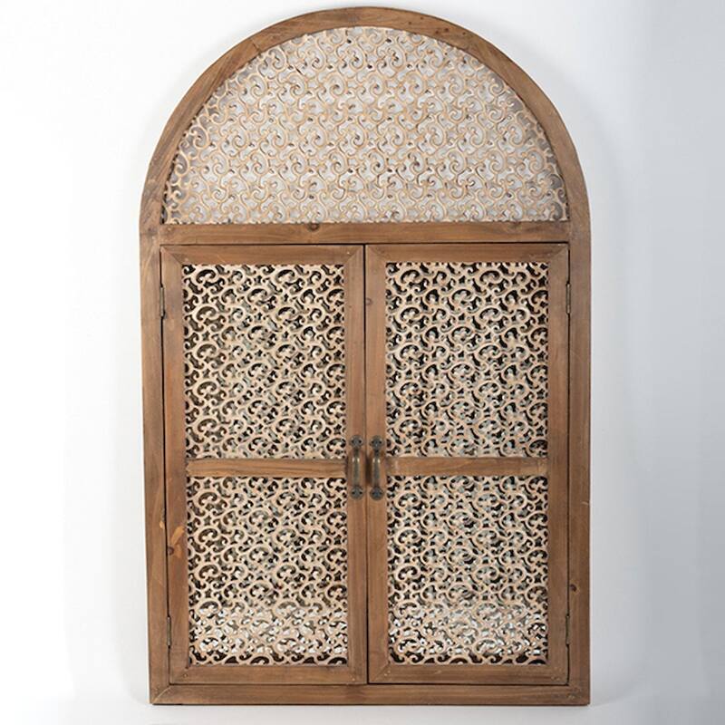 Brown Wooden Mirror With Doors