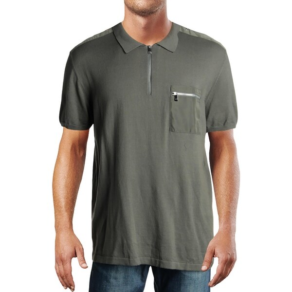 Shop Calvin Klein Mens Casual Shirt Cotton Blend Short Sleeve