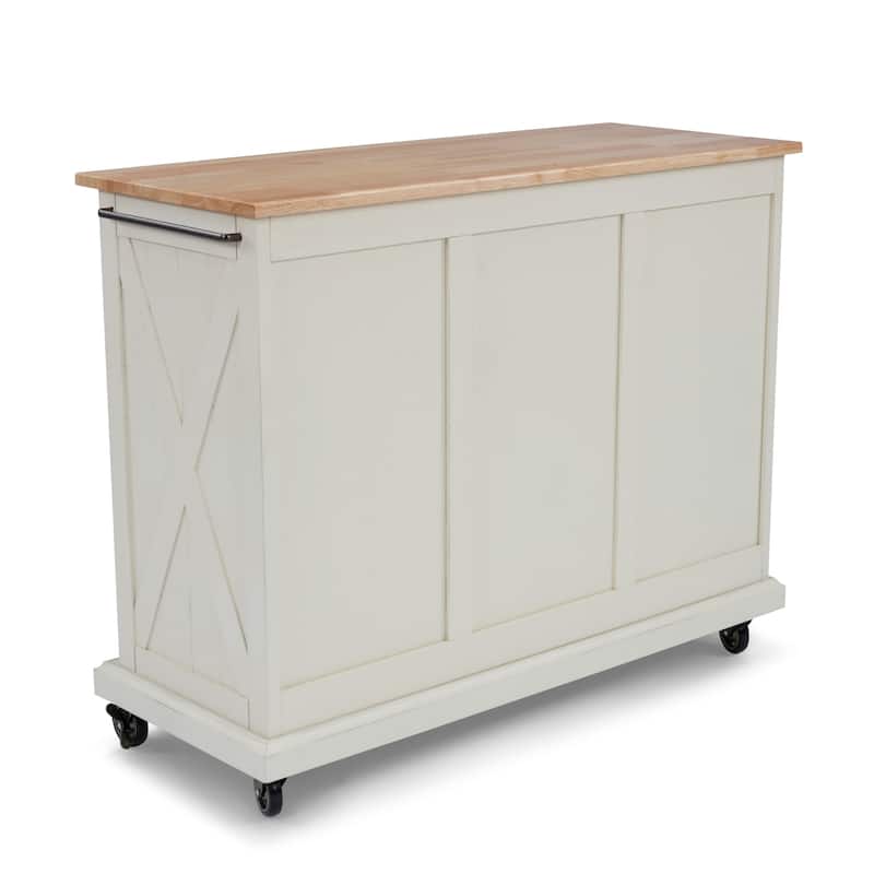 Seaside Lodge Off-White Wood Kitchen Cart - 45" x 36" x 16"