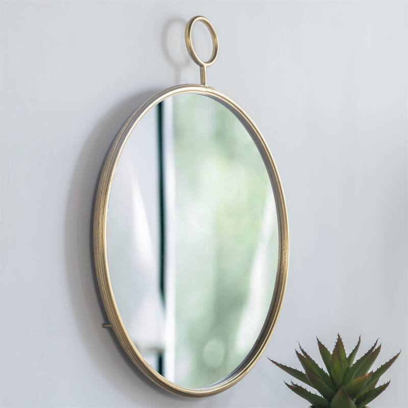 Circle Wall Mirror with Gold Metal Frame