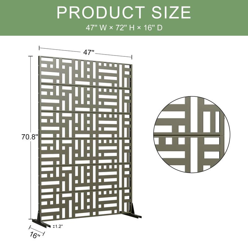 Dovelina 6ft.Outdoor Freestanding Metal Privacy Screen Decorative Garden Fence - 72"x47"