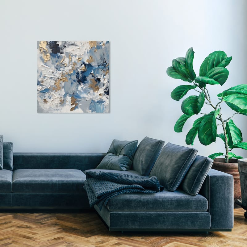 Wynwood Studio Abstract Ice Mountain Whipped Cream White and Metallic Gold Modern & Contemporary Wall Art Canvas Print - 30 x 30