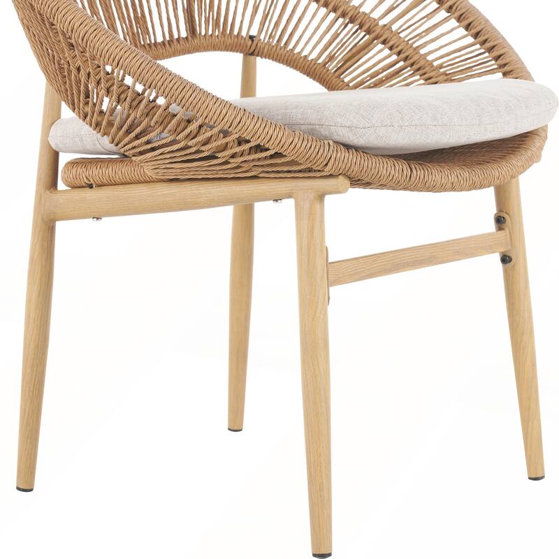 Outdoor Wicker Papasan Style Dining Chair Set of 2