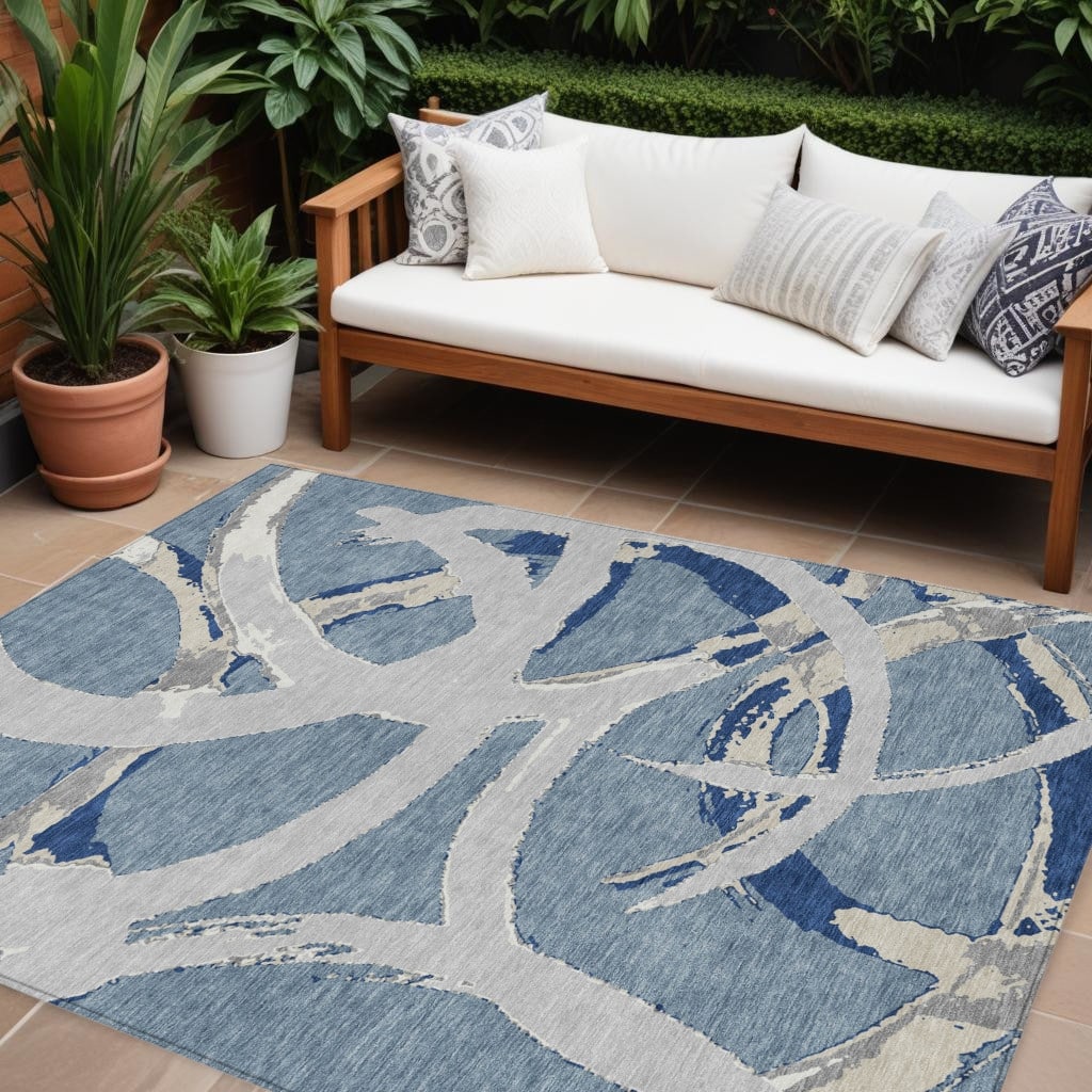 HomeRoots Abstract Transitional Rectangle Outdoor Rug