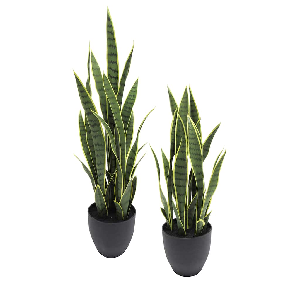 Artificial Sansevieria Snake Plant in Black Pot