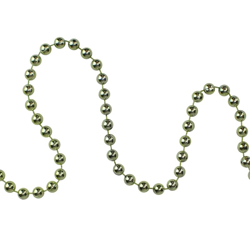 15'x0.25" Shiny Metallic Lime Green Beaded Artificial Garland