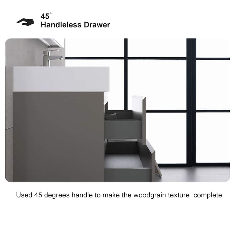 Floating Bathroom Vanity with Solid Surface Top