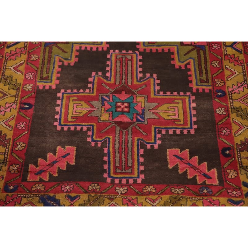 Hand Knotted Oriental 100% Wool Carpet Traditional Tribal Brown Meshkin Runner Rug - 10' 8'' X 3' 6''