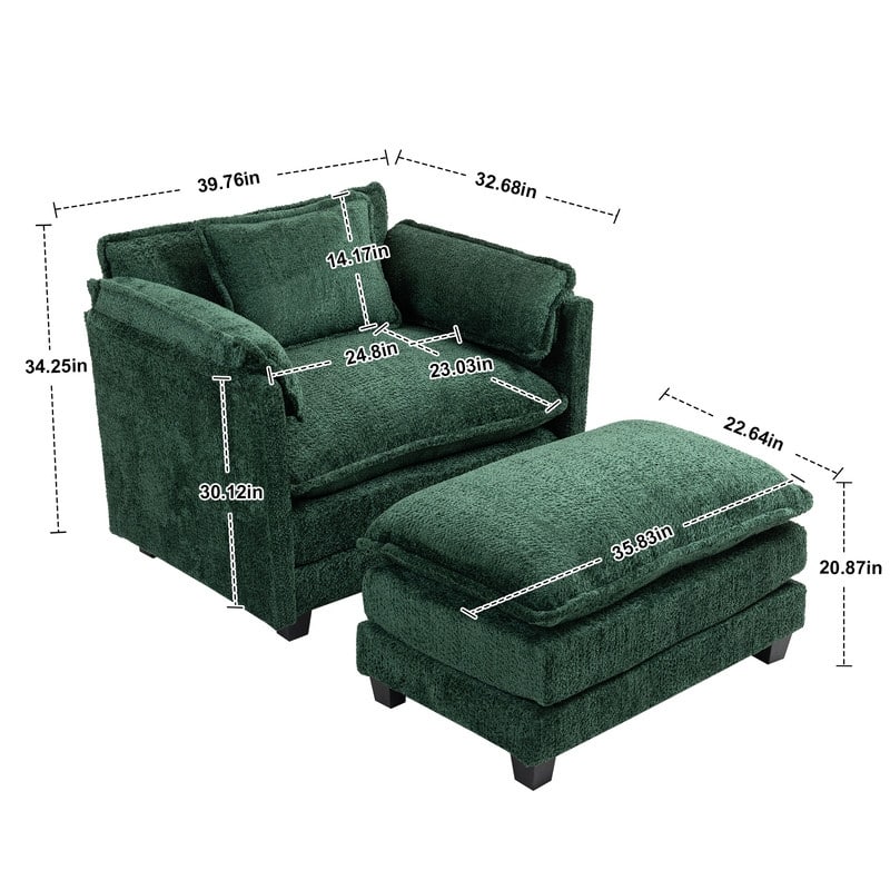 39.76" Single Sofa Chair, Ottoman