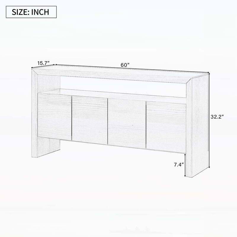 Modern Wood Sideboard with Open Shelf,for Multiple Living Spaces