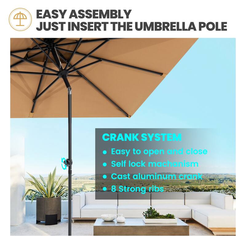 10 x 6.5 FT Rectangular Double Top Patio Market Umbrella with Tilt & Crank