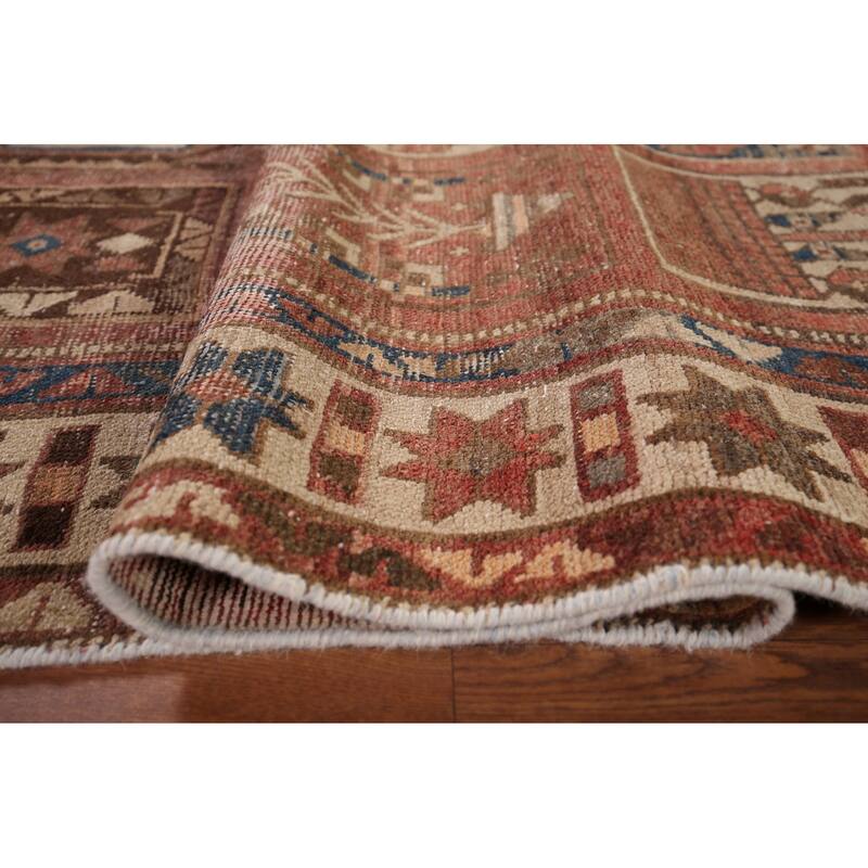 Distressed Bakhtiari Persian Antique Area Rug Handmade Wool Carpet - 5'2" x 11'0"