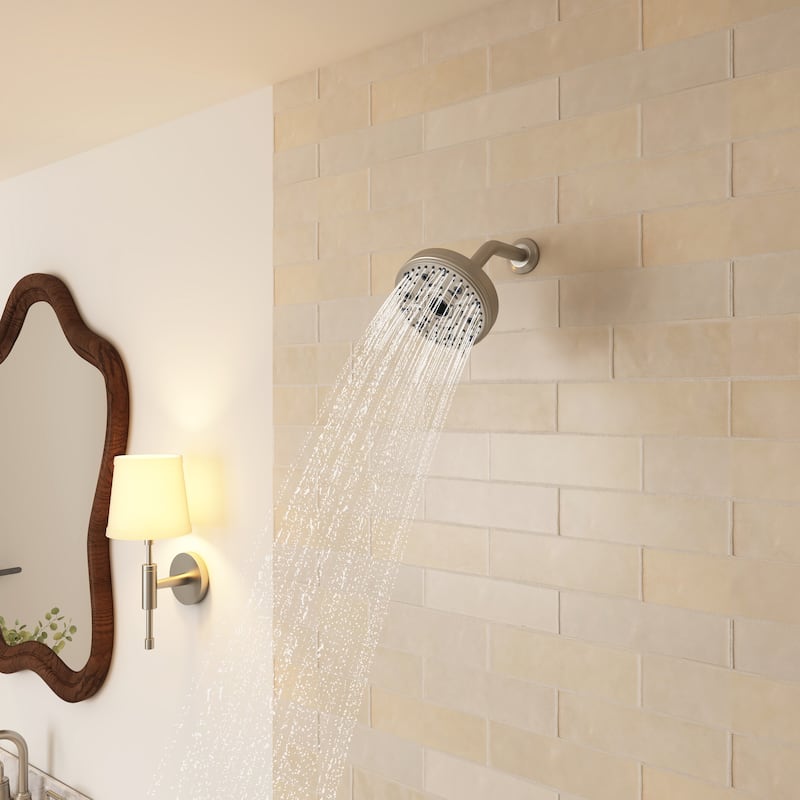 10-Spray Patterns 5 in. Wall Mount Rain Fixed Shower Head with Shower Arm and Flange