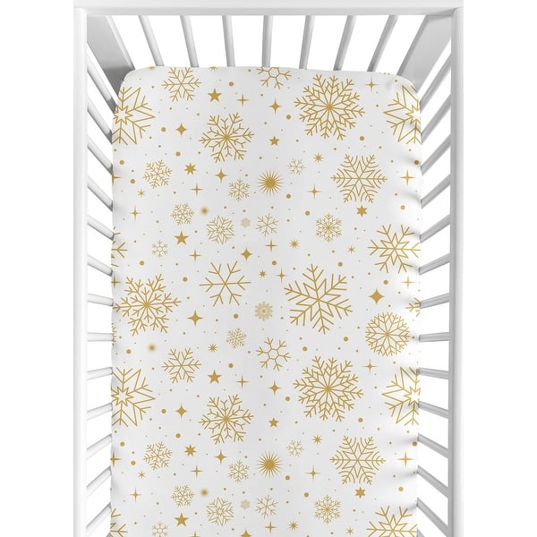 slide 2 of 6, Sweet Jojo Designs Christmas Holiday Boy, Girl, Unisex/Gender Neutral Fitted Crib Sheet - Xmas Snowflakes for Festive Christmas
