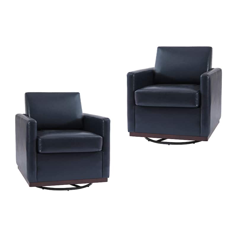 Cozy Swivel Armchair 360°Rotating Base Accent Chair Set of 2