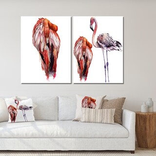 Designart 'Sky Bird Flamingo In A Wildlife' Traditional Art Set of 2 ...