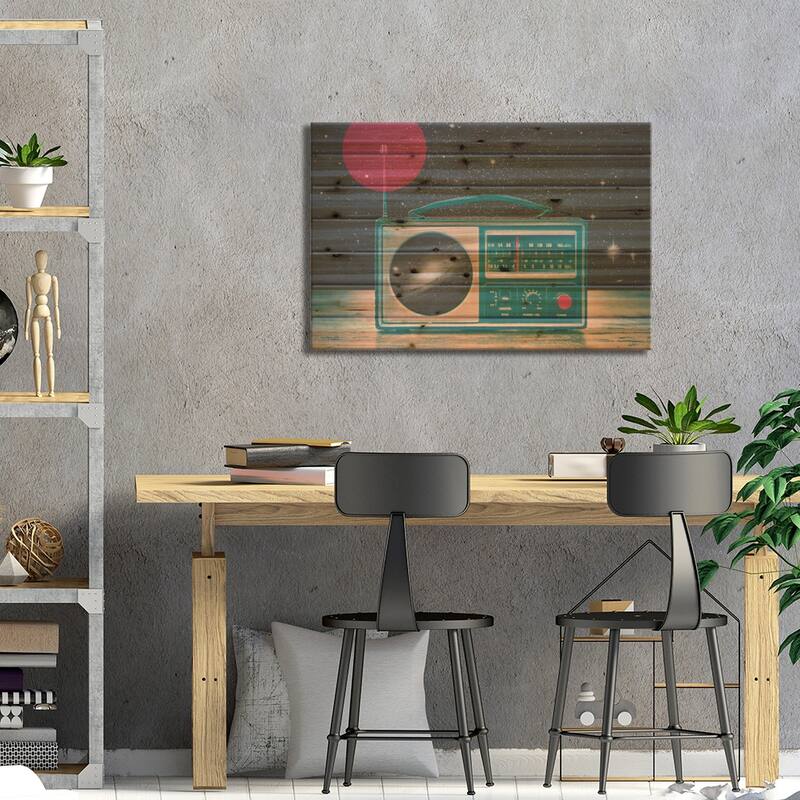 Space Radio Print On Wood by Victor Vercesi - Multi-Color