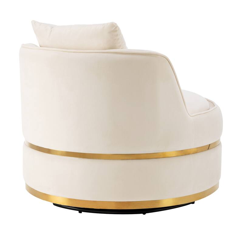 360 Degree Swivel Accent Chair Velvet Modern Upholstered Barrel Chair Over-Sized Soft Chair with Seat Cushion