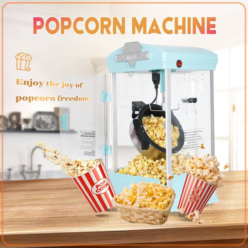 Portable Popcorn MAKER Machine, 8 Ounce Kettle Popcorn Maker , Warming Deck, Countertop Popcorn Popper