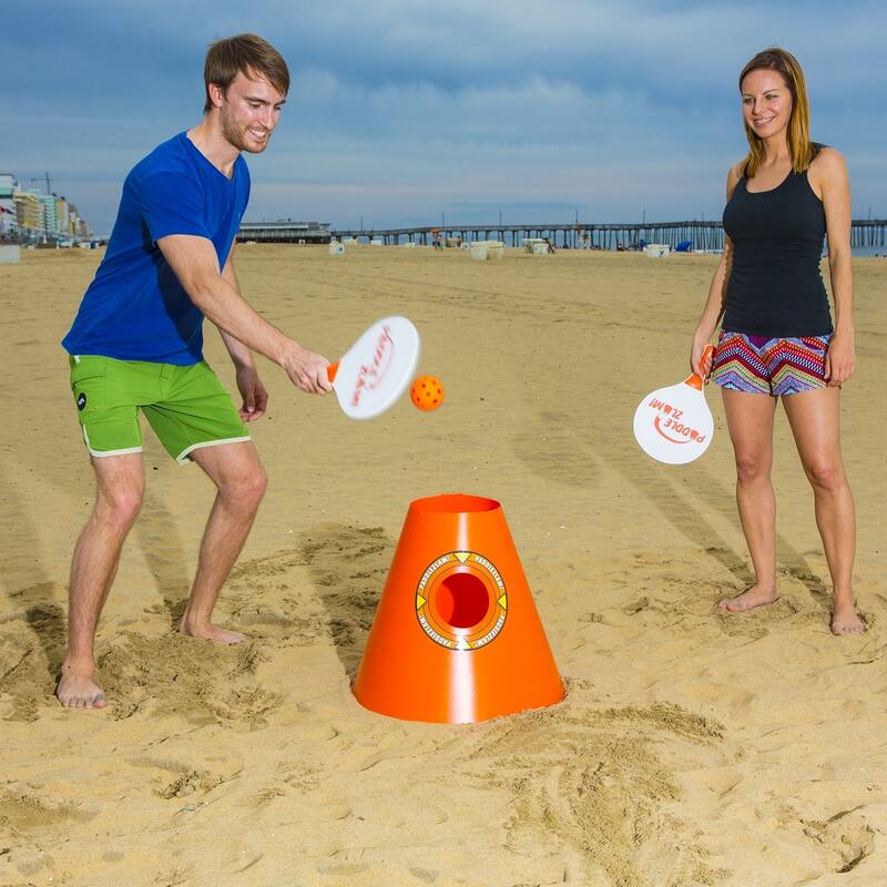 18" Orange Pickleball Paddle Zlam with Cones Backyard Paddle Ball Game