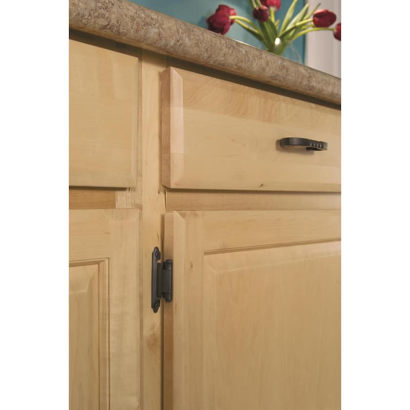 Variable Overlay Self-Closing, Face Mount Flat Black Hinge - 1 Pair - 2.75