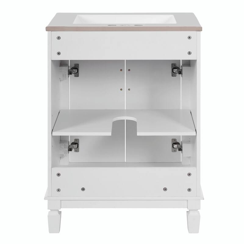 24'' Bathroom Vanity with Sink - Modern Storage Cabinet with 2 Soft-Closing Doors and Adjustable Shelf