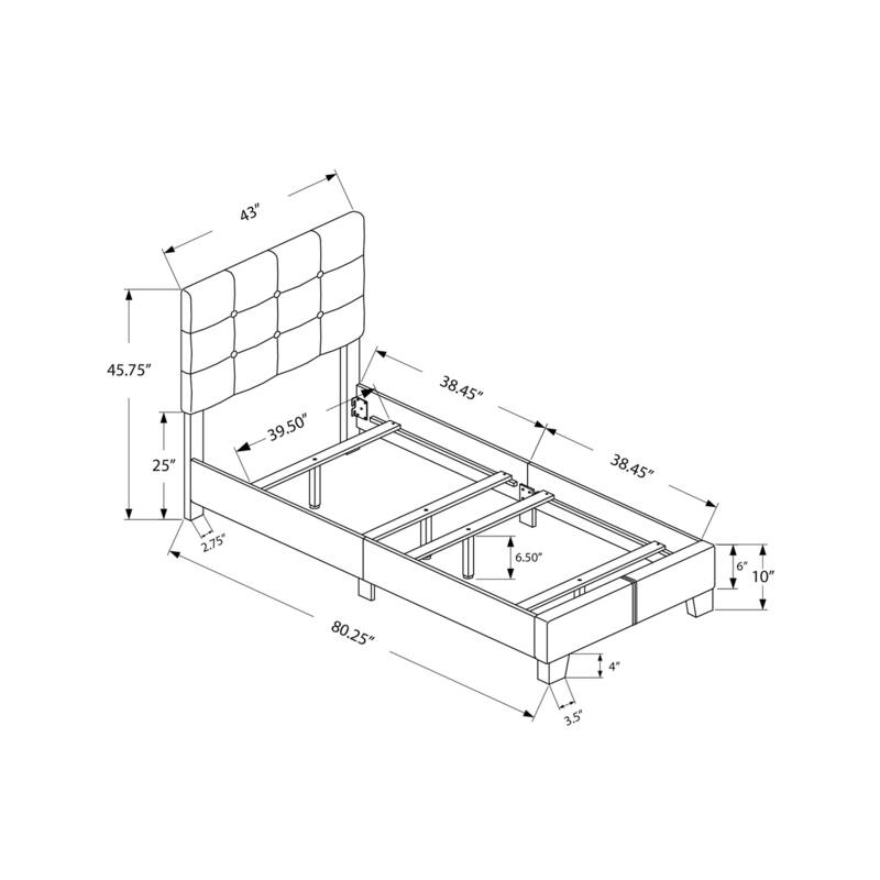 Twin Size Upholstered Bed Frame in Dark Grey Boucle