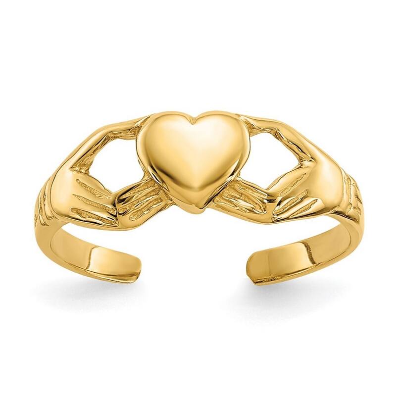 Curata 14 karat Yellow Gold Claddagh Celtic Trinity Knot Toe Ring Size 2.00