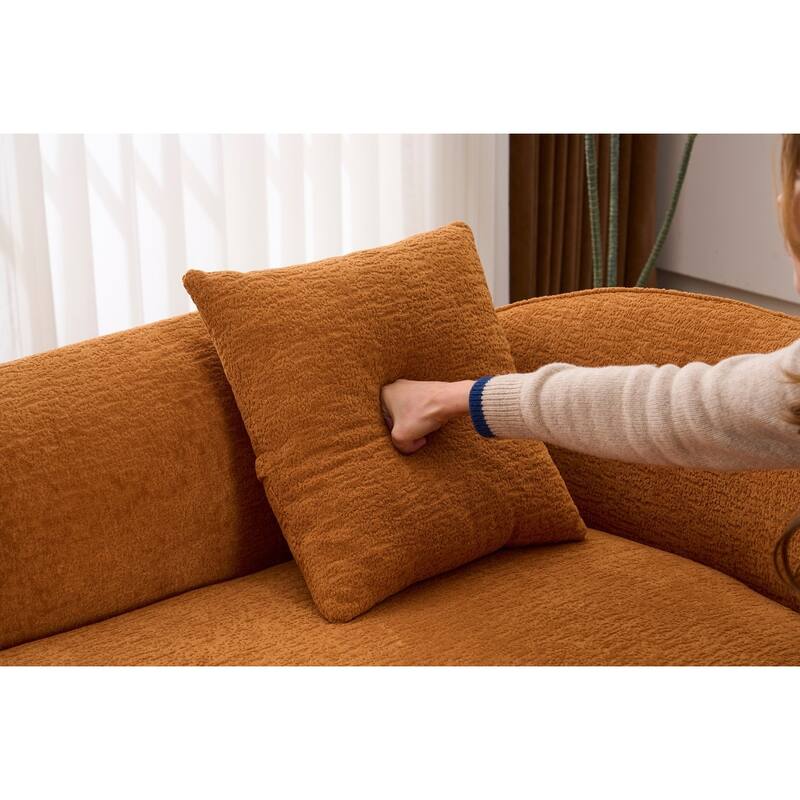 Compressed Curve Chaise Lounge, Modern Chenille Sofa Bed, No-Assembly Sofa