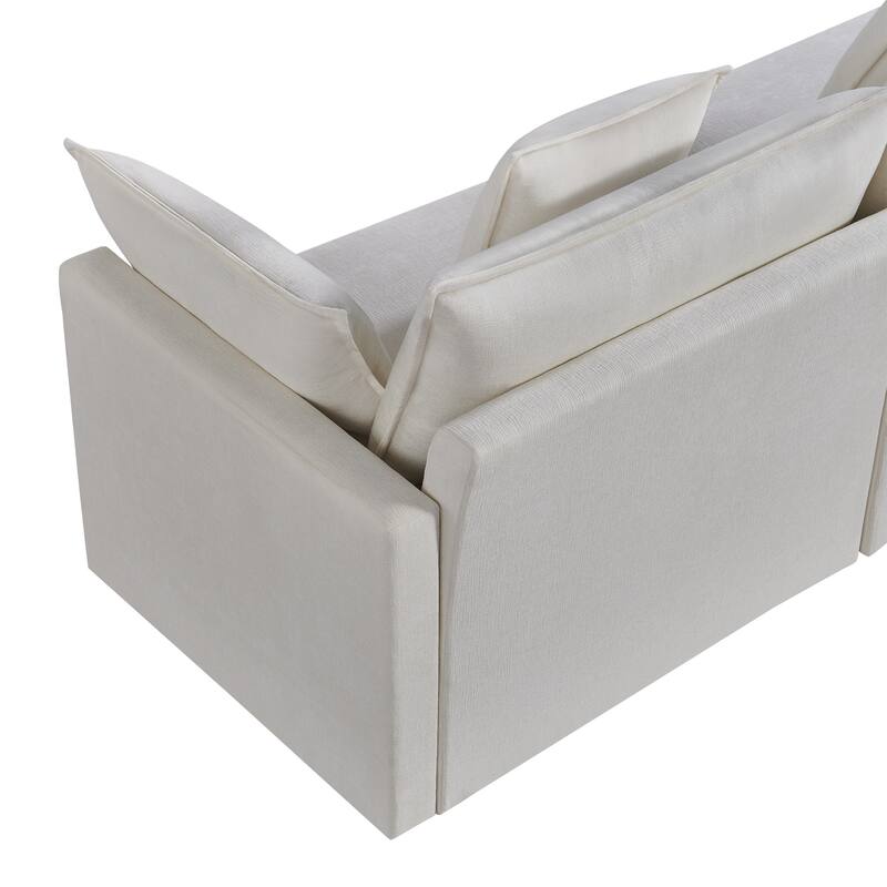 108.66"Chenille L-shaped Sectional Sofa with Convertible Chaise,Comfy Cloud Couch Deep Sectional Sofa with Ottomans
