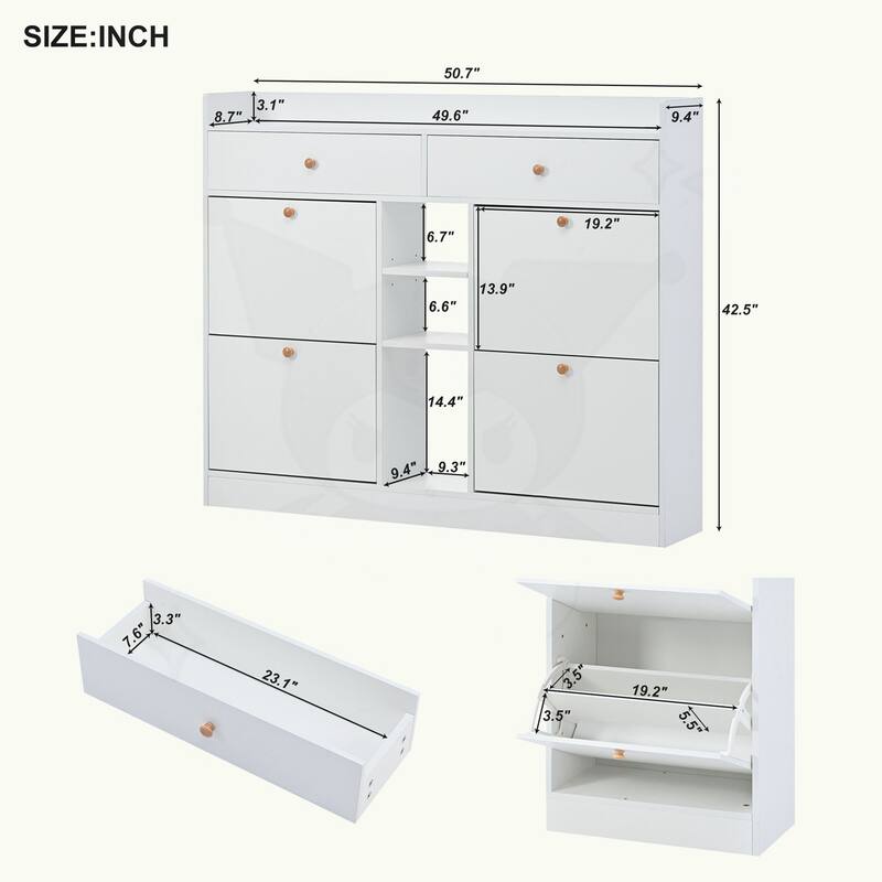 Multifunctional 2-Tier Shoe Storage Organizer with Drawers