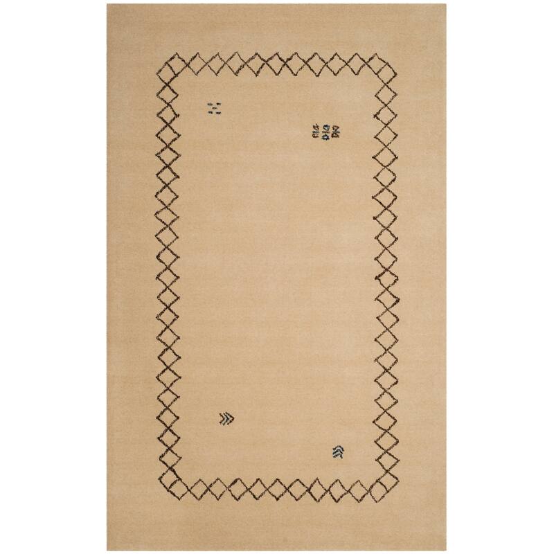 SAFAVIEH Handmade Himalaya Poppy Border Modern Hand-spun Wool Rug