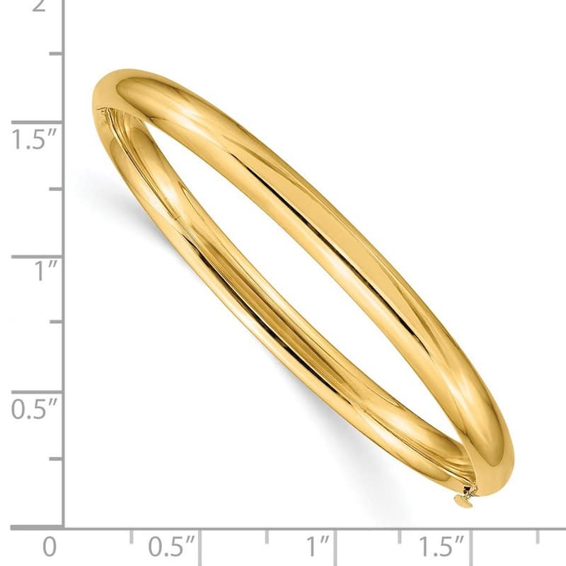 Curata 10k Yellow Gold 7" 5mm Polished Hinged Bangle Bracelet