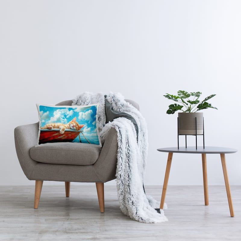 Stupell Sleeping Cat on Boat Decorative Printed Throw Pillow Design by Parable Visions