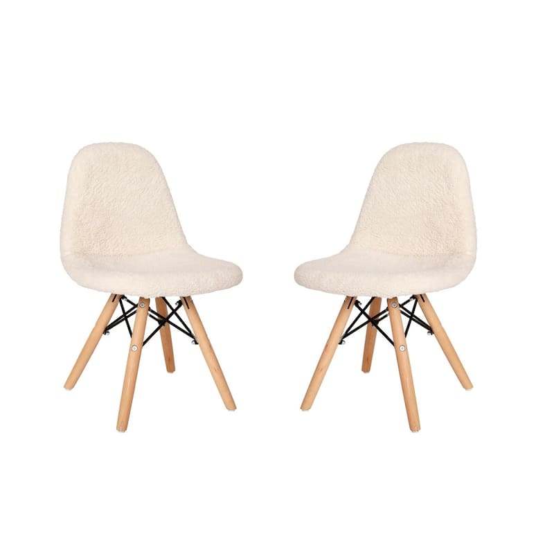 Set of 2 Kids Armless Faux Shearling Faux Sherpa Chairs - Beechwood Legs