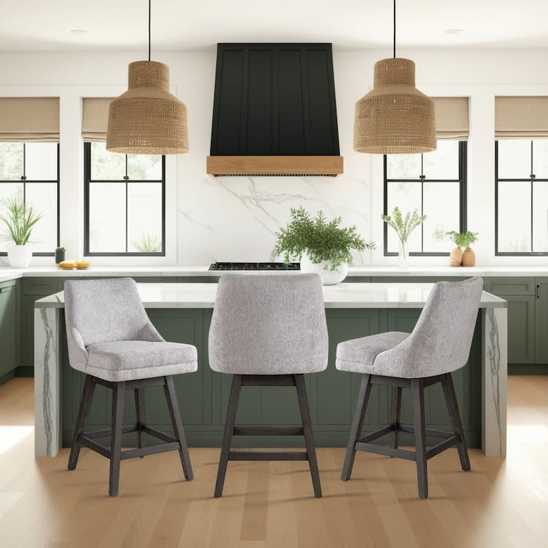 Branson Modern Bar Stool, Upholstered Counter Stool with Solid Wood Frame - Gray Wood & Gray - Counter Height