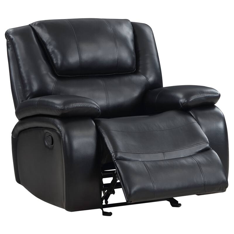 Camila Upholstered Motion Reclining Sofa Red And Black Faux Leather