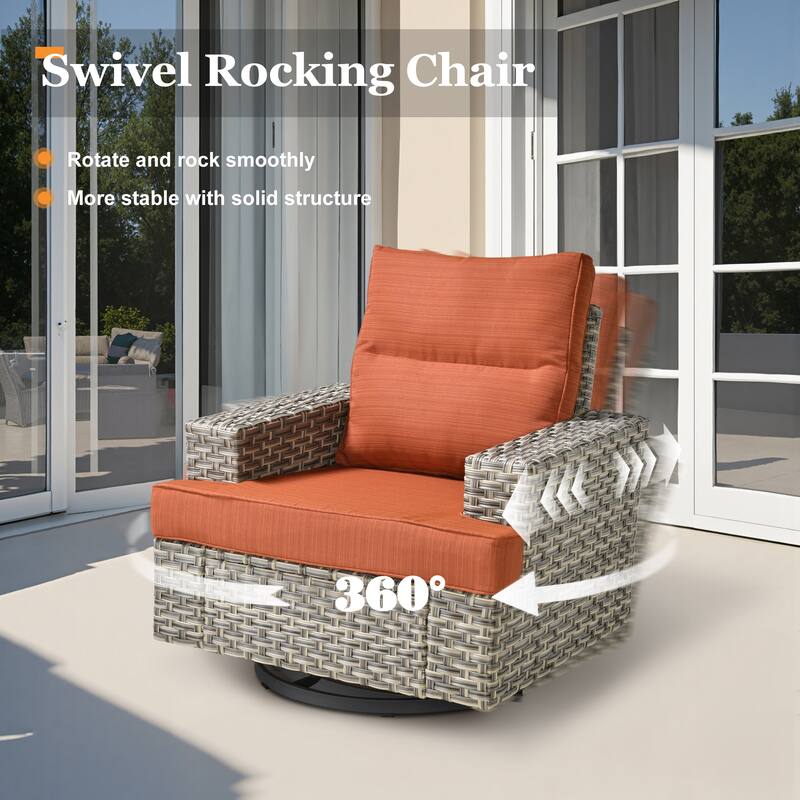 XIZZI 8-piece Wicker Patio Furniture Set with Swivel Chairs