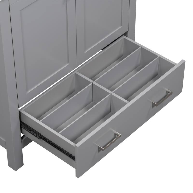 Bathroom Vanity with Single Sink, Bathroom Storage Cabinet with 2 Doors and 1 Drawer, Bathroom Vanities with Solid Wood Frame