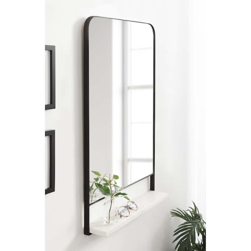 Kate and Laurel Chadwin Rectangle Wall Mirror with Shelf - 20x4x34