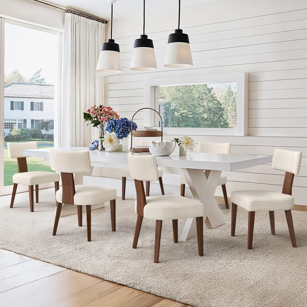 Solid Wood (2/4/6-Piece Set) Upholstered Dining Chairs - 19.1"D x 19.4"W x 33.6"H