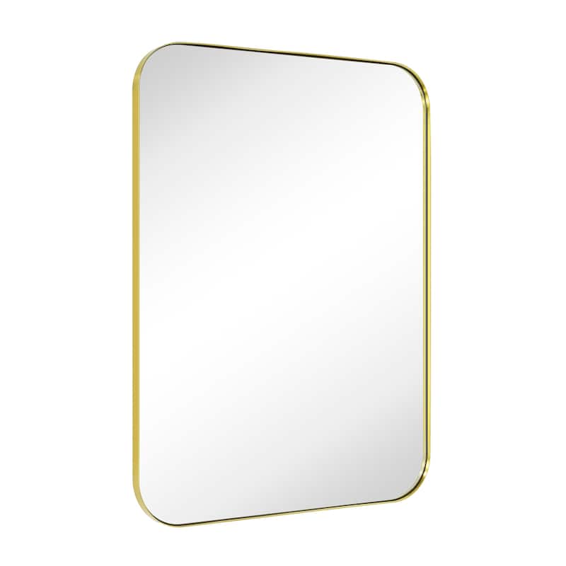TEHOME Mid-Century Modern Chic Metal Rounded Wall Mirrors - 30'' x 40'' - Brushed Gold