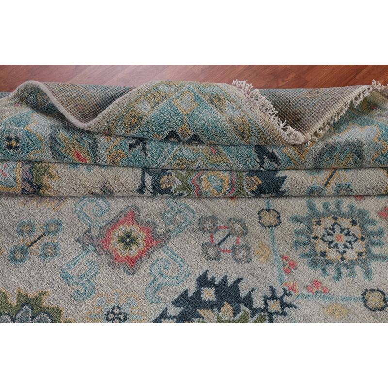 Hand Knotted Oriental 100% Wool Carpet Transitional All-Over Greys & Charcoal Oushak Area Rug - 10' 0'' X 8' 0''