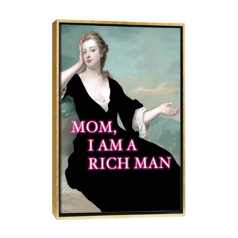 iCanvas "Mom, I Am A Rich Man" by Grace Digital Art Co Framed Canvas Print - Gold - 40x26