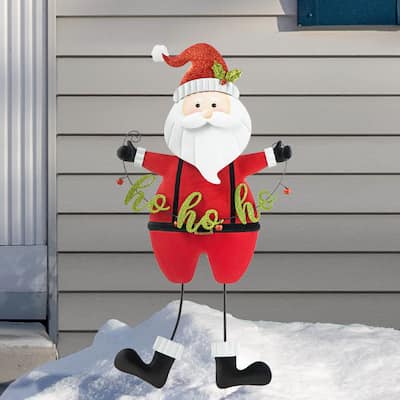 Glitzhome Metal Nutcraker Snowman Santa Garden Yard Stakes Christmas Wall Decor