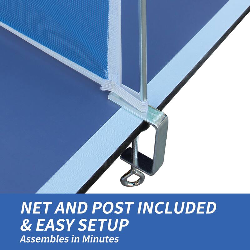 108”L x 60”W Blue Foldable Table Tennis Conversion Top with Net and EVA Foam Pads - 108”L x 60”W