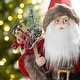 preview thumbnail 70 of 92, Glitzhome 18"H Faux Fur Christmas Santa Figurines with Porcelain Face