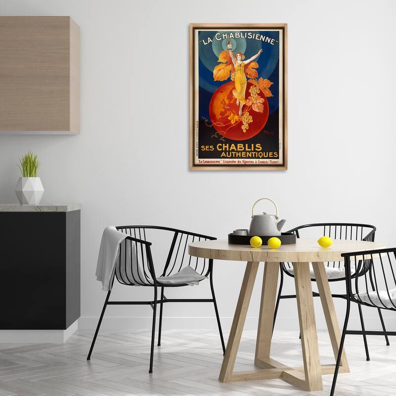 Stupell Vintage Champagne Advertisement Framed Floater Canvas Wall Art Design By Marcus Jules