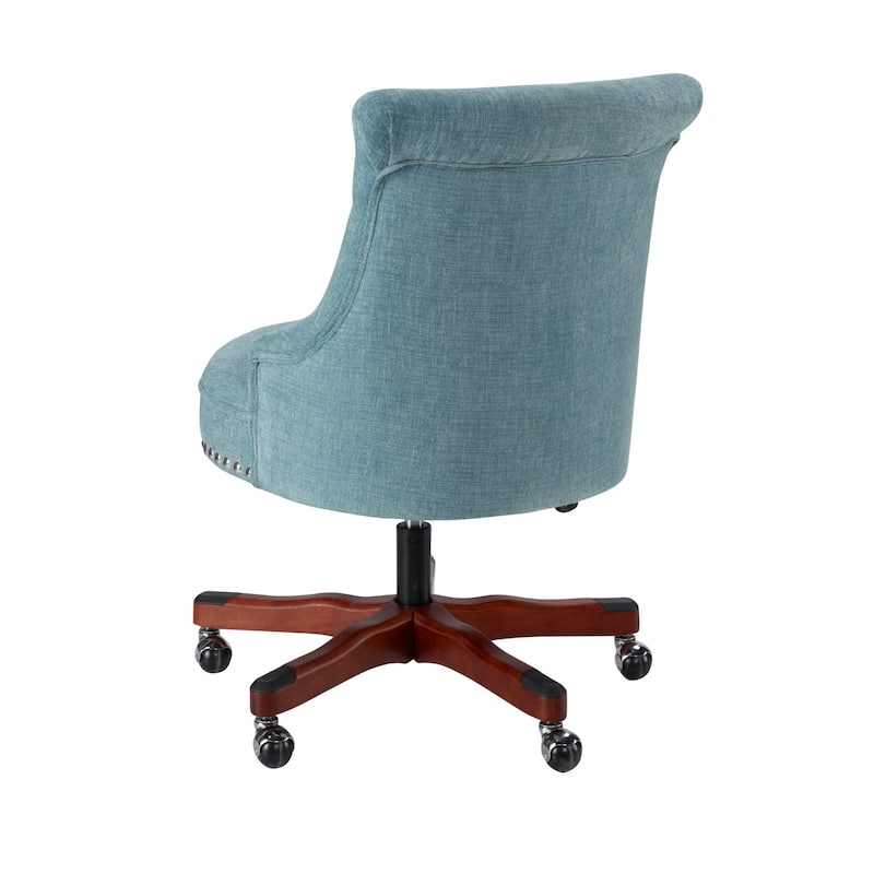 Tufted Plush Office Chair - 39.75" - Aqua Blue and Brown