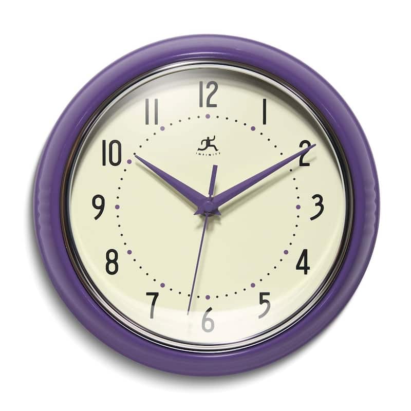 Curata Retro Purple Metal Quartz Wall Clock with Silent Movement